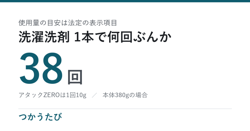 アタックとアリエール比較、洗濯1回の洗剤は10g