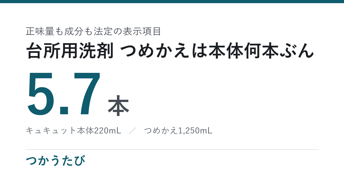 キュキュットとジョイの比較、つめかえなら5.7本ぶん